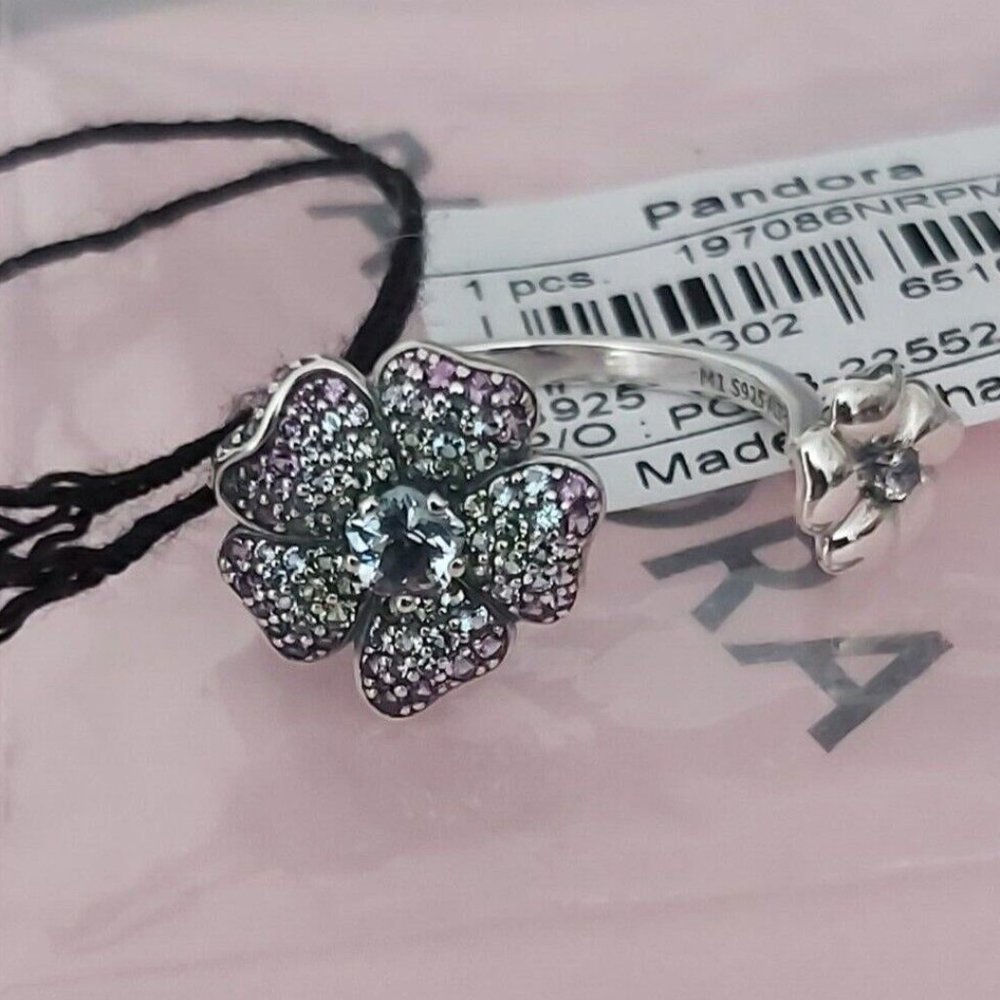 AUTHENTIC PANDORA STERLING SILVER *RETIRED* Glorious Blooms Ring 197086NRPMX-56
